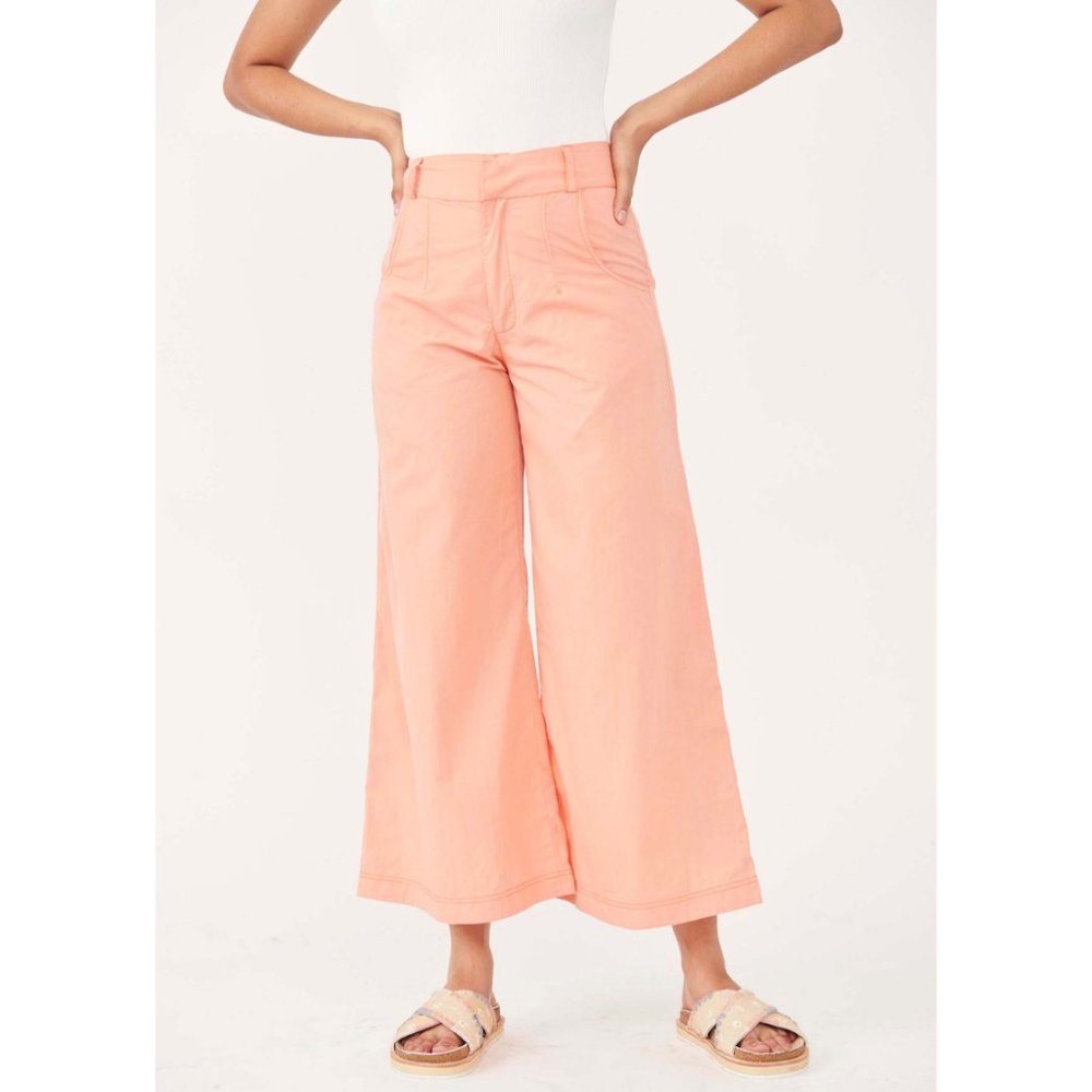 Free People Menorca Cropped Solid Pant / Faded Coral Size 0 - Picture 3 of 10